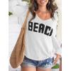 image:imageWomens Letter V Neck Beach Sweaters Long Sleeve Split Crochet Tops Knit Pullovers Cover UpWhite and Black