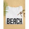 image:imageWomens Letter V Neck Beach Sweaters Long Sleeve Split Crochet Tops Knit Pullovers Cover UpWhite and Black