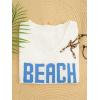 image:imageWomens Letter V Neck Beach Sweaters Long Sleeve Split Crochet Tops Knit Pullovers Cover UpWhite and Blue