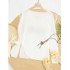 image:imageWomens Letter V Neck Beach Sweaters Long Sleeve Split Crochet Tops Knit Pullovers Cover UpWhite and Blue
