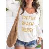 image:imageWomens Letter V Neck Beach Sweaters Long Sleeve Split Crochet Tops Knit Pullovers Cover UpWhite and Khaki
