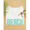 image:imageWomens Letter V Neck Beach Sweaters Long Sleeve Split Crochet Tops Knit Pullovers Cover UpWhite and Mint Green