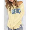 image:imageWomens Letter V Neck Beach Sweaters Long Sleeve Split Crochet Tops Knit Pullovers Cover UpYellow