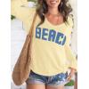 image:imageWomens Letter V Neck Beach Sweaters Long Sleeve Split Crochet Tops Knit Pullovers Cover UpYellow and Blue