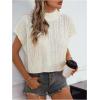 image:imageWomens Mock Neck Cable Knit Sweater Dolman Sleeve Loose Jumper Tops KnitwearWhite