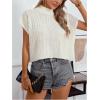 image:imageWomens Mock Neck Cable Knit Sweater Dolman Sleeve Loose Jumper Tops KnitwearWhite