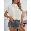 image:imageWomens Mock Neck Cable Knit Sweater Dolman Sleeve Loose Jumper Tops KnitwearWhite