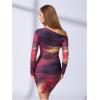image:imageWomens Off Shoulder Ombre Tie Dye Bodycon Dress Long Sleeve Slim Fit Pencil Mini DressesDrak Purple