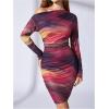 image:imageWomens Off Shoulder Ombre Tie Dye Bodycon Dress Long Sleeve Slim Fit Pencil Mini DressesDrak Purple