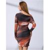 image:imageWomens Off Shoulder Ombre Tie Dye Bodycon Dress Long Sleeve Slim Fit Pencil Mini DressesLight Orange