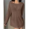 image:imageWomens Off Shoulder Swimsuit Coverup See Through Long Sleeve Bathing Suit Cover Up BeachwearBrown