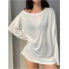 image:imageWomens Off Shoulder Swimsuit Coverup See Through Long Sleeve Bathing Suit Cover Up BeachwearWhite