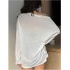 image:imageWomens Off Shoulder Swimsuit Coverup See Through Long Sleeve Bathing Suit Cover Up BeachwearWhite