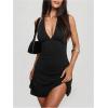 image:imageWomens Polka Dots V Neck Tank Dress Sleeveless Summer A Line Dresses Sexy Mini DressBlack