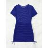image:imageWomens Sheer Mesh Drawstring Ruched Swimsuit Beach Dress Bathing Suit Cover UpRoyal Blue