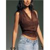 image:imageWomens Sheer Poncho Top Lightweight Shrug Bolero Asymmetrical Mesh Beach Cover Ups BeachwearBrown
