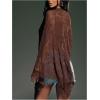 image:imageWomens Sheer Poncho Top Lightweight Shrug Bolero Asymmetrical Mesh Beach Cover Ups BeachwearBrown