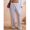 image:imageWomens Swimsuit Cover Up Drawstring Waist Wide Leg Loose Pants Beach Vacation ClothesWhite