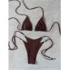 image:imageWomens Triangle String Bikini Set Beaded Halter Swimsuits 2 Piece Self Tie Brazilian Bathing SuitKhaki
