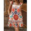 image:imageWomens Tropical Floral Ruffle A Line Short Dress Sleeveless Square Neck Vacation Summer DressesMulticolor