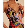 image:imageWomens Tropical Graphic V Neck Midi Dresses Sleeveless Split Beach Vacation Cami DressBlack
