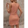 image:imageWomens Waffle Knit Belted Tank A Line High Waisted Dresses Square Neck Sleeveless Summer Short DressDeep Pink