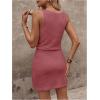 image:imageWomens Waffle Knit Belted Tank A Line High Waisted Dresses Square Neck Sleeveless Summer Short DressRed Violet