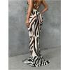 image:imageWomens Zebra Striped Swimsuit Coverups Skirts See Through Bodycon Maxi Beach Skirt Cover UpBlack and White