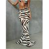 image:imageWomens Zebra Striped Swimsuit Coverups Skirts See Through Bodycon Maxi Beach Skirt Cover UpBlack and White