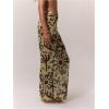 image:imageWomens Zebra Striped Swimsuit Coverups Skirts See Through Bodycon Maxi Beach Skirt Cover UpGreen