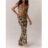 image:imageWomens Zebra Striped Swimsuit Coverups Skirts See Through Bodycon Maxi Beach Skirt Cover UpGreen