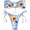 image:imageWomens 2 Piece Bikini Sets Fruits Print Tube Tops and Tie Side Thongs Summer Beachwear SwimsuitsMulticolor