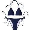 image:imageWomens 2 Piece Bikini Sets Ribbed Knit Halter Bikini Tops Tie Side Thong Cheeky Swimsuit SwimwearBlue