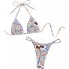 image:imageWomens 2 Piece Boho Bikini Sets Halter Tie Neck Bras and Thongs SwimwearMulticolor