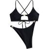 image:imageWomens 2 Piece Elegant Bikini Sets Lace Up Cut Out Bras and Thongs Beachwear SetBlack