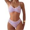 image:imageWomens 2 Piece Floral Bikini Sets V Neck Bras and Mid Rise Panties Swimwear Beach WearMulticolor