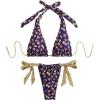 image:imageWomens 2 Piece Floral Plaid Swimsuit Halter Triangle Bathing Suit Bowknot Tie Side Bikini SetsPurple Yellow
