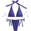 image:imageWomens 2 Piece Floral Plaid Swimsuit Halter Triangle Bathing Suit Bowknot Tie Side Bikini SetsRoyal Blue