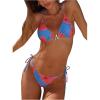 image:imageWomens 2 Piece Leopard Floral Bikini Sets Halter Triangle String Bathing Suit Starfish Metal SwimsuitsBlue and Pink
