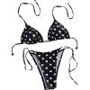 image:imageWomens 2 Piece Polka Dots Bikini Sets High Waisted Triangle Halter String Thong SwimsuitMulticolor Black