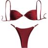 image:imageWomens 2 Piece Swimsuit Starfish Decor Padded Boho Bathing Suit Spaghetti Strap Bikini SetBurgundy