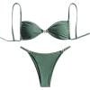 image:imageWomens 2 Piece Swimsuit Starfish Decor Padded Boho Bathing Suit Spaghetti Strap Bikini SetDark Green