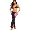 image:imageWomens 3 Piece Floral Swimsuit Halter Triangle String Bikini with Bodycon Beach Skirts Cover UpBlack