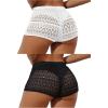 image:imageWomens Bathing Suit Cover Up Beach Shorts Hollow Out Crochet Coverups Beach Shorts 2 Pack SwimwearBlack and White