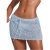 image:imageWomens Bathing Suit Cover Up Crochet Beach Skirt Knit Drawstring Sheer Mesh Swim Coverups SwimwearBlue