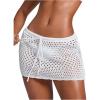 image:imageWomens Bathing Suit Cover Up Crochet Beach Skirt Knit Drawstring Sheer Mesh Swim Coverups SwimwearWhite