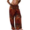 image:imageWomens Beach Cover Ups Drawstring Elastic Wide Leg Beach Pants Bathing Suit Cover Up for SwimwearBurnt Orange