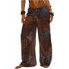 image:imageWomens Beach Cover Ups Drawstring Elastic Wide Leg Beach Pants Bathing Suit Cover Up for SwimwearMulticolor