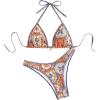 image:imageWomens Boho High Cut Bikini Sets Halter Triangle Padded Bathing Suit 2 Piece Retro SwimsuitOrange