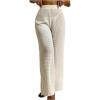 image:imageWomens Cover Up Beach Pants High Waist Sheer Mesh See Through Swimsuit Coverup Pants SwimwearBeige